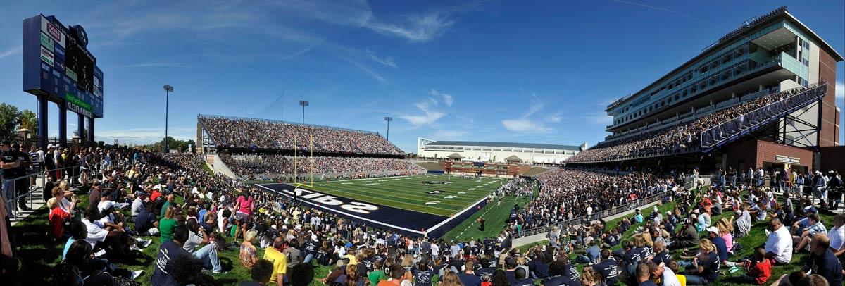 Fans pack InfoCision Stadium-Summa Field at The University of Akron for the first football game held on campus in decades
